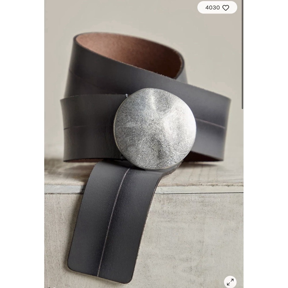 Free People We The Free Norfolk Leather Hip Belt Womens L Gray Silver Buckle